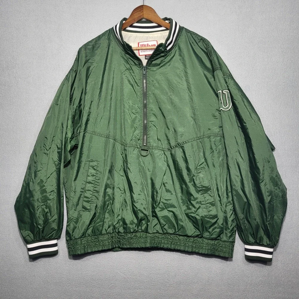 Vintage Wilson Jacket Mens XL Green Authentic Outerwear Pullover Nylon - Picture 1 of 13